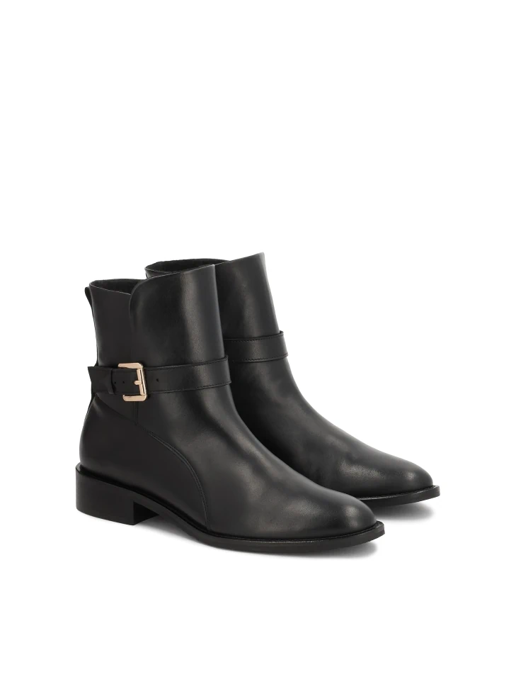 Kazar Flat Leather Boots With Strap