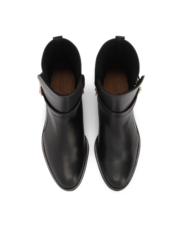 Kazar Flat Leather Boots With Strap