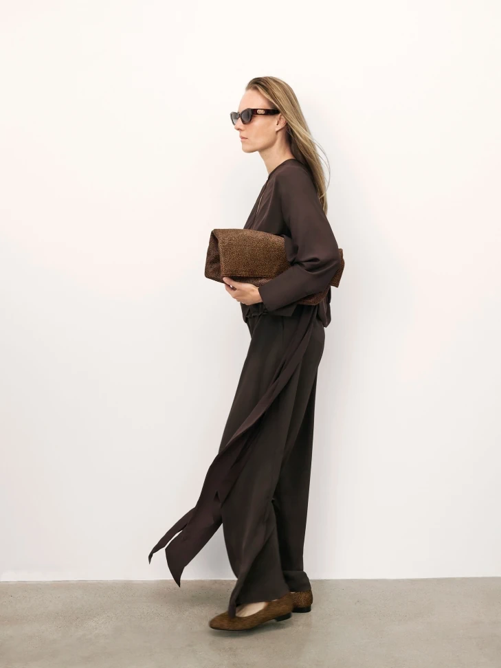 Kazar Flat Leather Pumps With Bristles