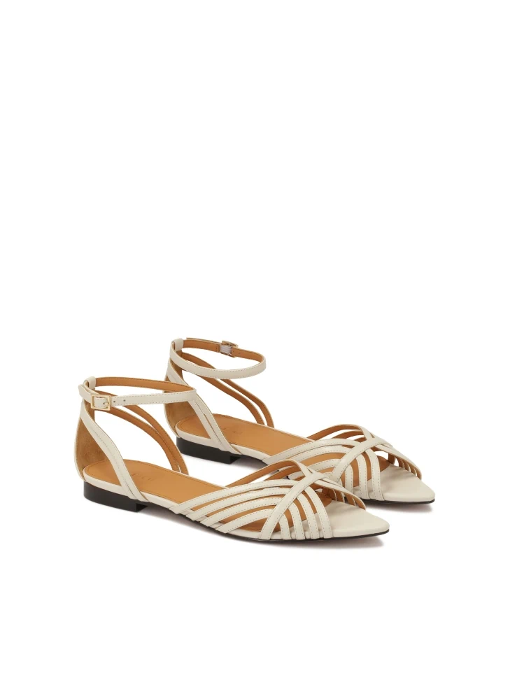 Kazar Flat Leather Sandals With Extended Noses