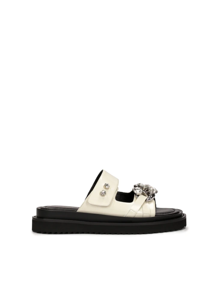 kazar Flat leather slides with elegant decoration
