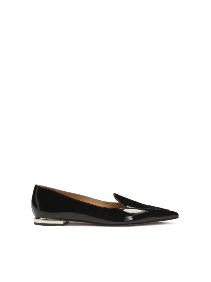 kazar Flat patent leather pumps with gold heel