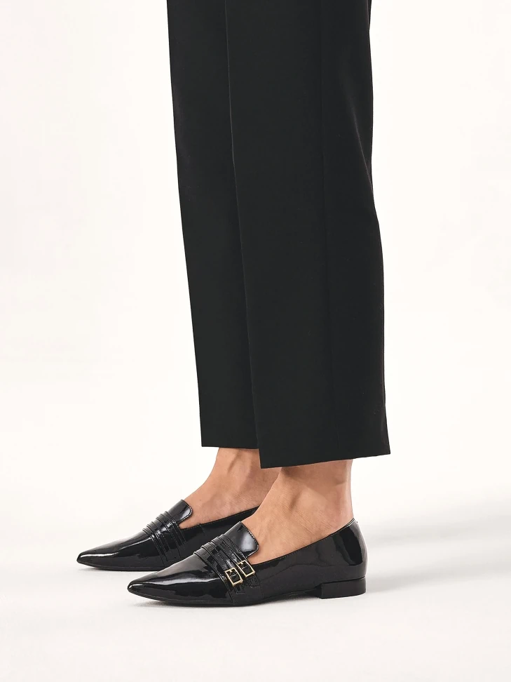 Kazar Flat Patent Leather Pumps With Straps