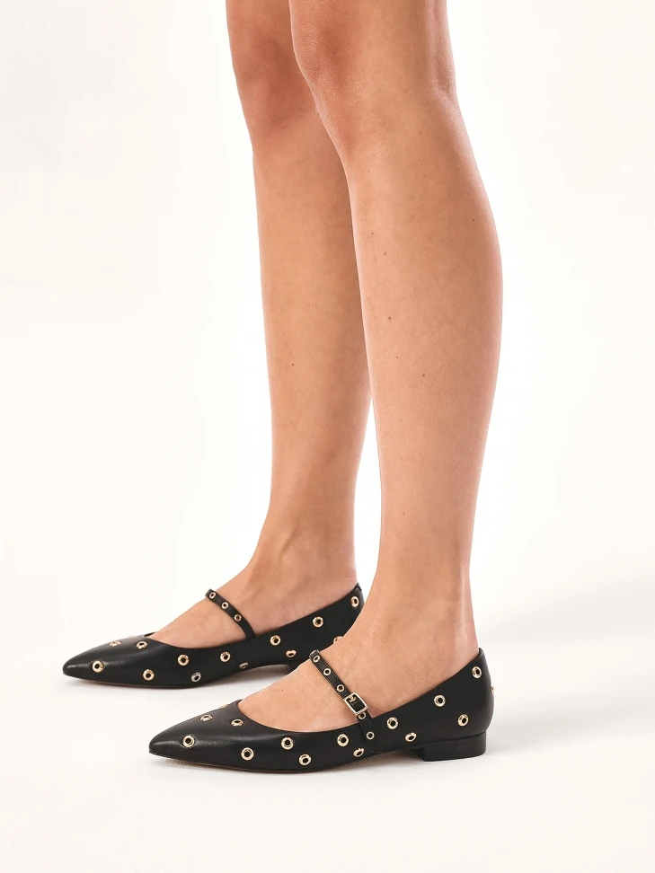 Kazar Flat Pumps With Strap And Metal Eyelets