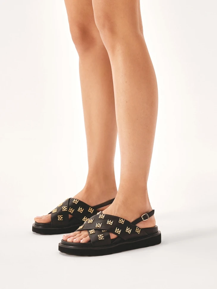 Kazar Flat Sandals Decorated With Metal Monograms