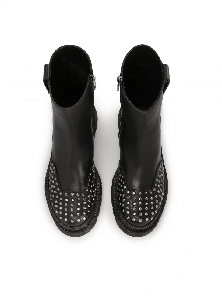 Kazar Flat Slide-on Boots With Metal Rivets