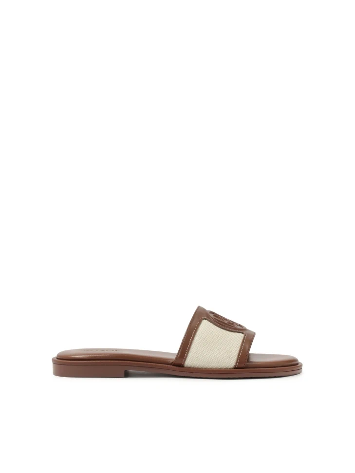 Kazar Flat Slides In Leather And Fabric