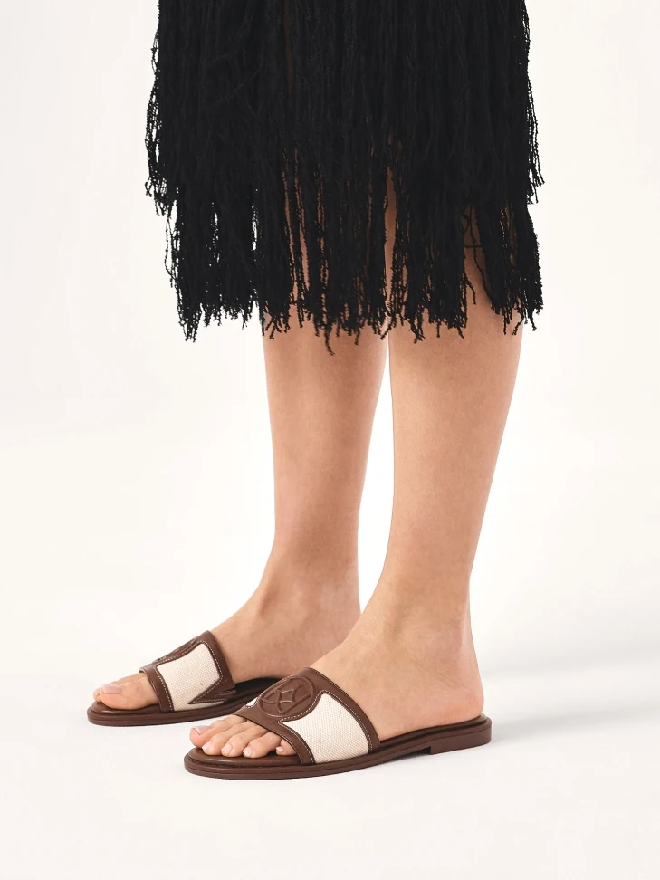 Kazar Flat Slides In Leather And Fabric