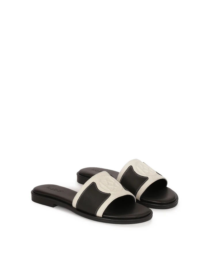 Kazar Flat Slides In Leather And Fabric
