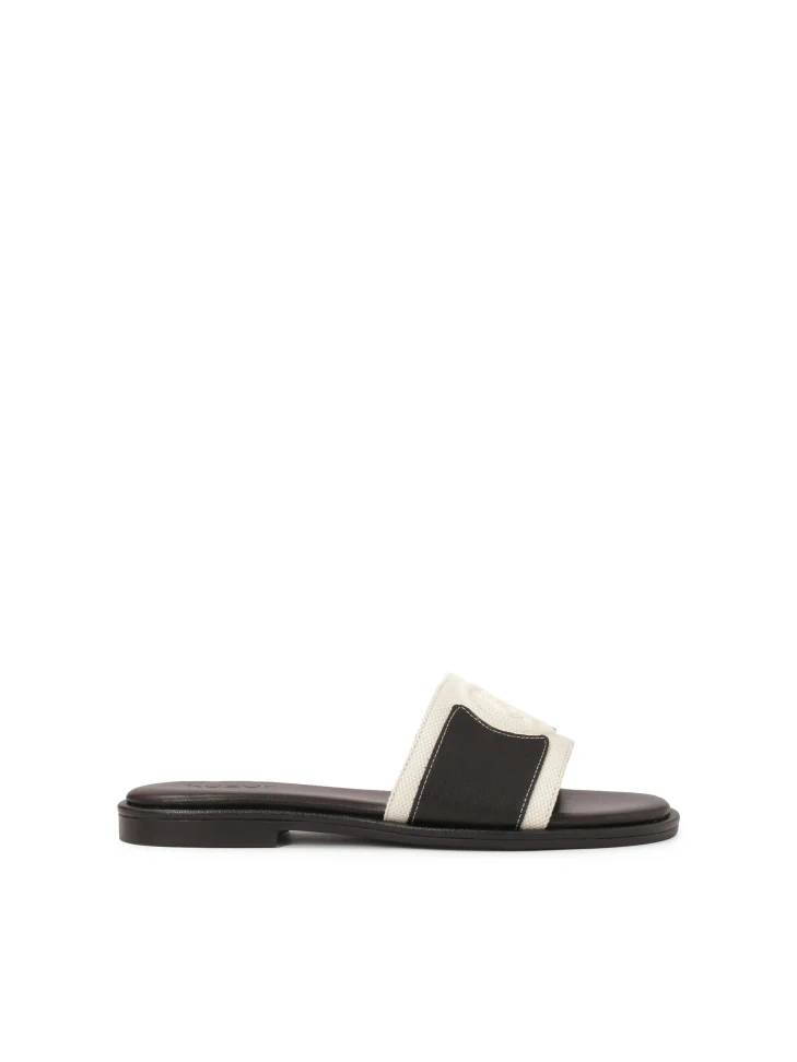 kazar Flat slides in leather and fabric