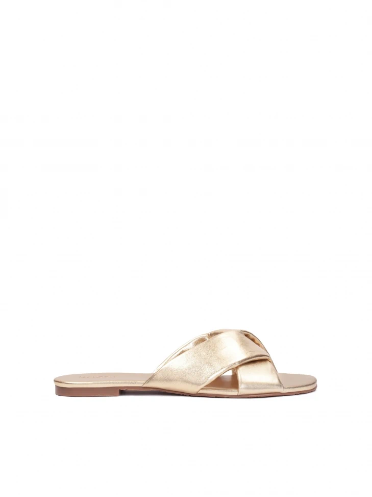 kazar Flat slides made of golden leather