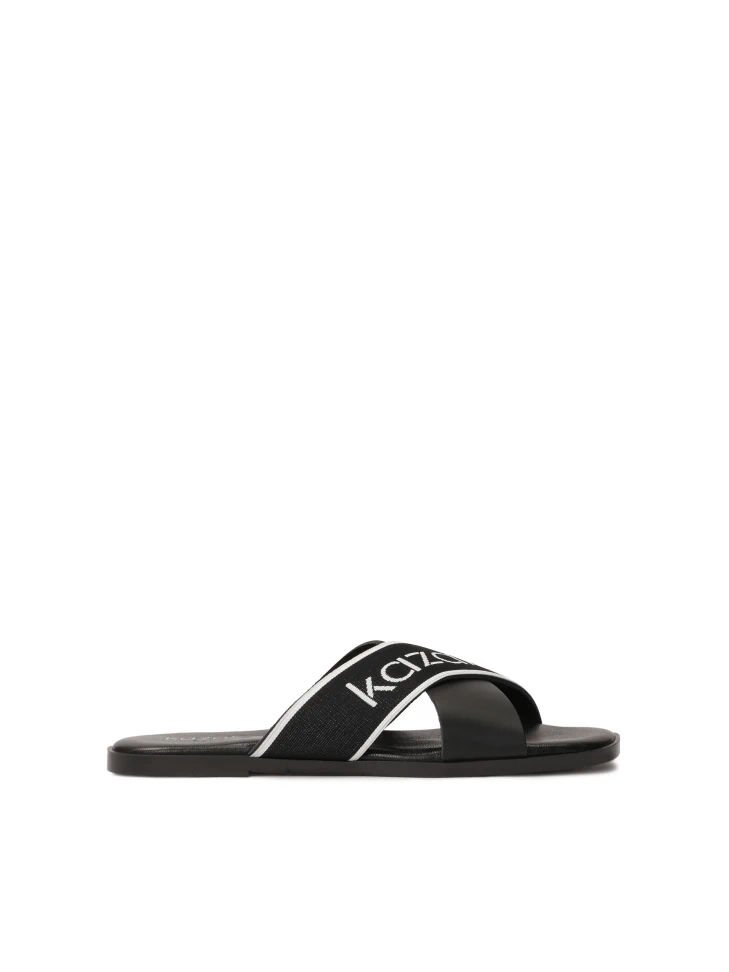 Kazar Flat Slides With Decorated Strap