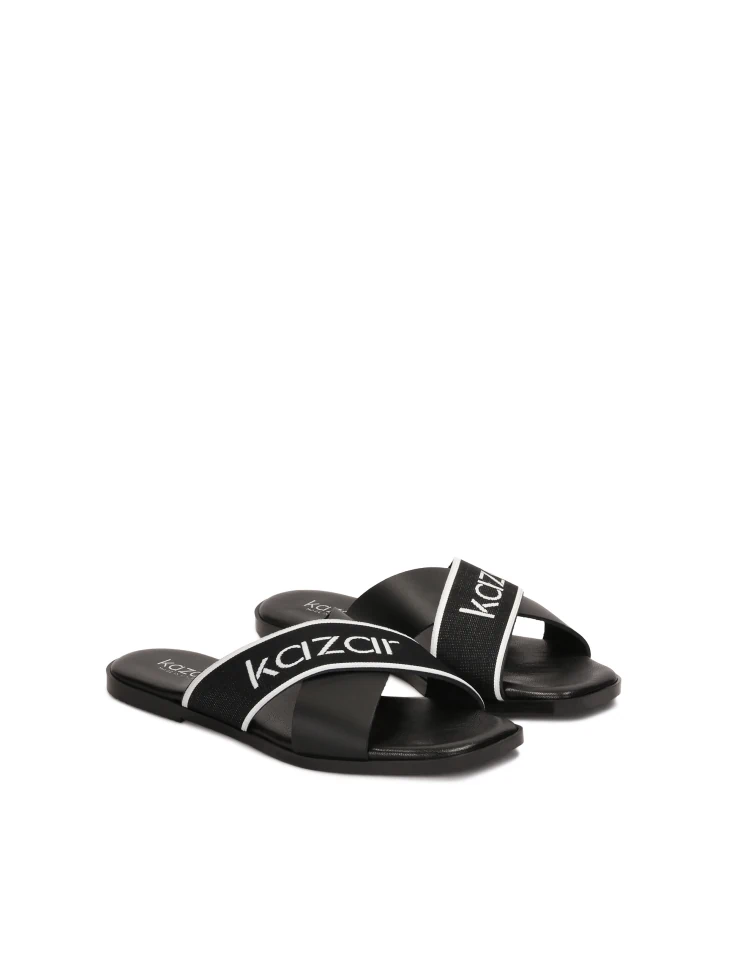 Kazar Flat Slides With Decorated Strap