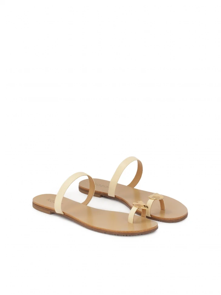 Kazar Flat Slides With Heart On Finger Strap