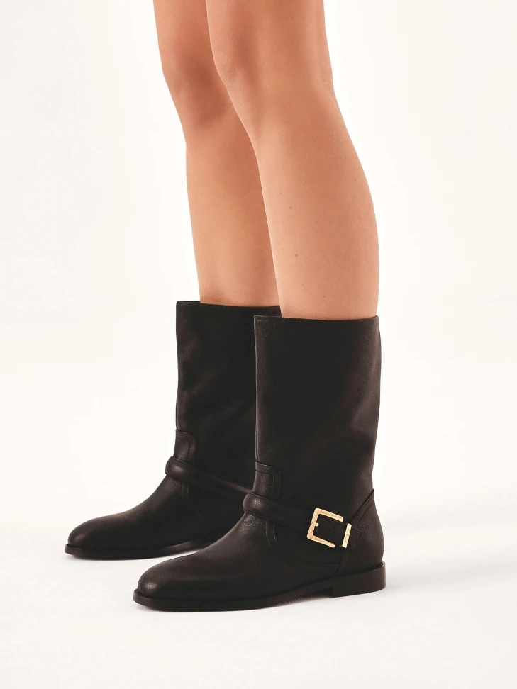Kazar Flat Slip-on Boots In Black Leather