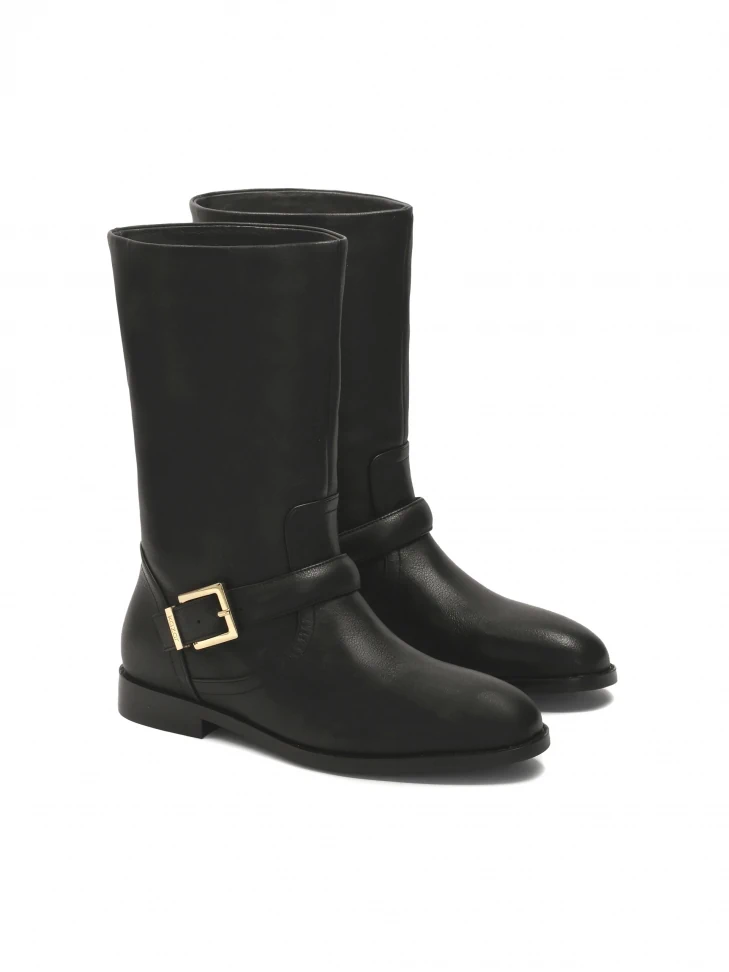 Kazar Flat Slip-on Boots In Black Leather