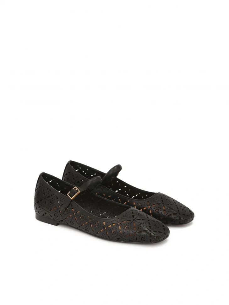 Kazar Flat Sole Pumps With Openwork Embellishment