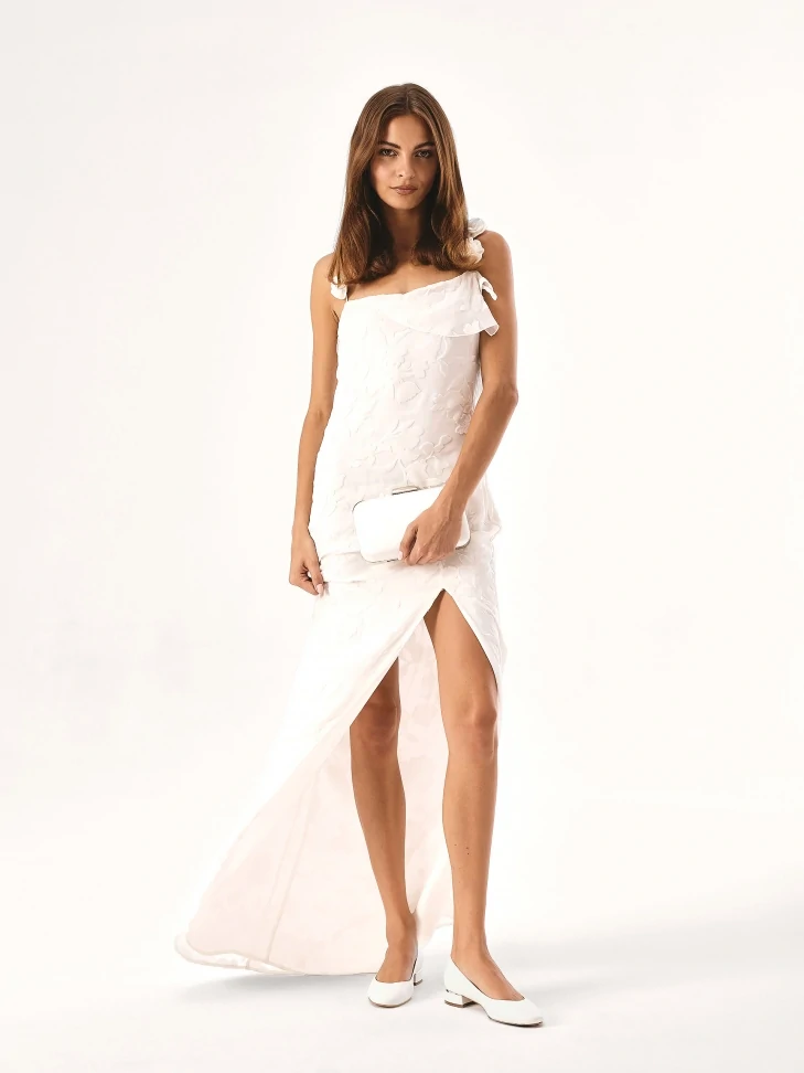 Kazar Flat White Leather Pumps