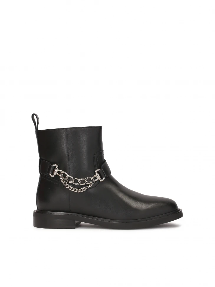 kazar Flat zip-up boots decorated with chain