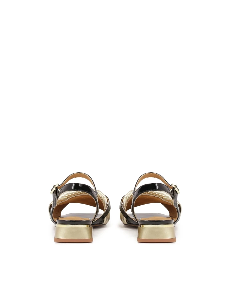 Kazar Gold-black Low-heeled Sandals