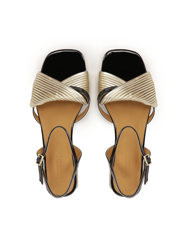 Kazar Gold-black Low-heeled Sandals