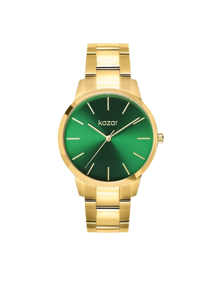 kazar Gold bracelet watch with green dial