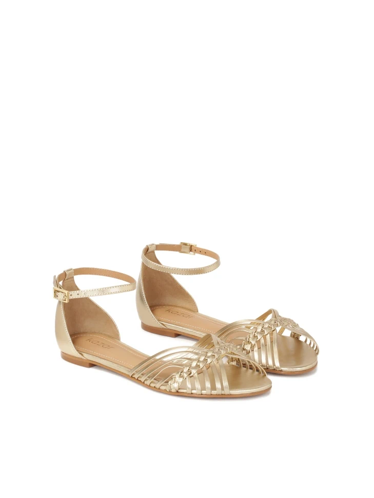 Kazar Gold Flat Sandals With Built-in Heel