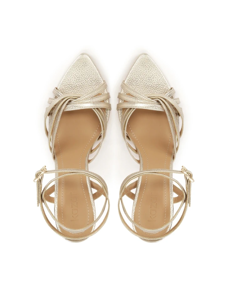 Kazar Gold Heeled Sandals With An Elegant Design