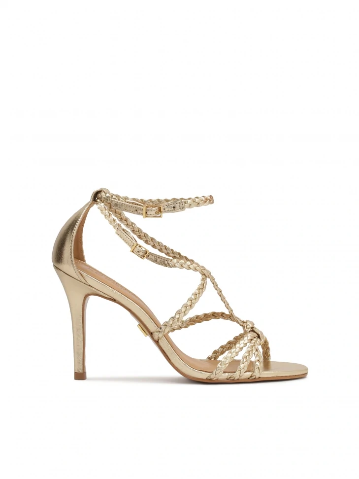 kazar Gold heeled sandals with braided straps