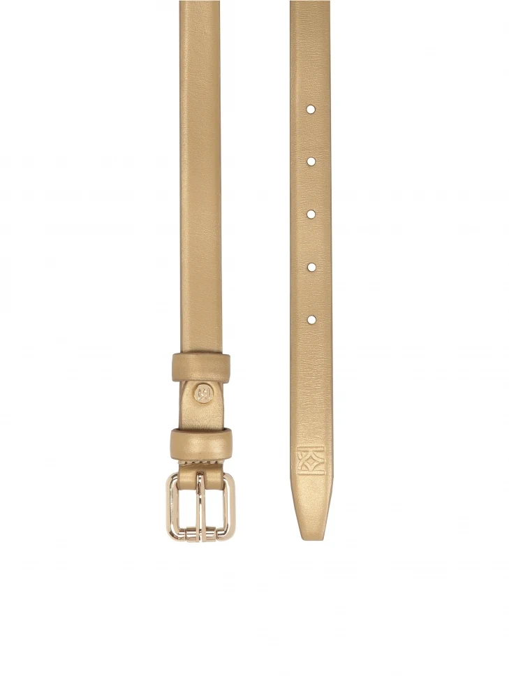 Kazar Gold Leather Belt With Classic Buckle