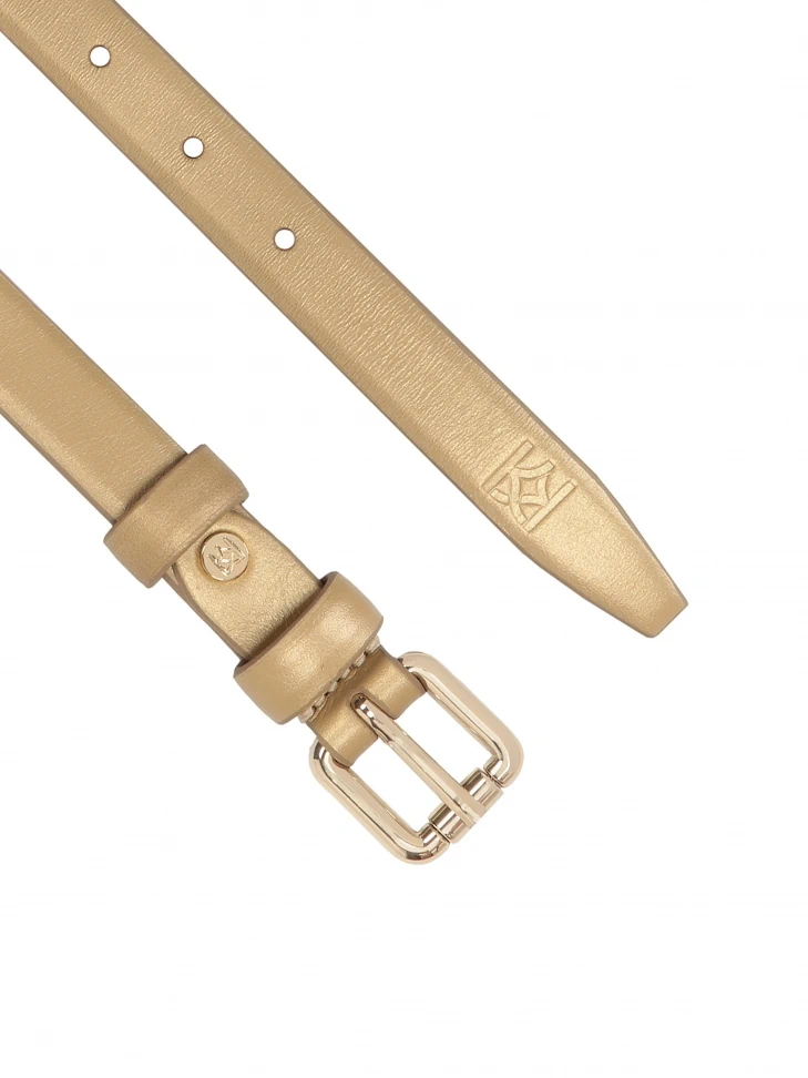 Kazar Gold Leather Belt With Classic Buckle