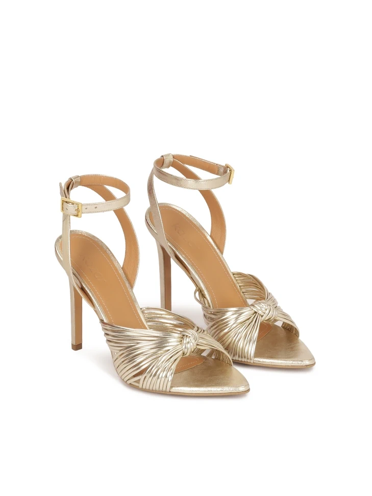 Kazar Gold Leather Heeled Sandals