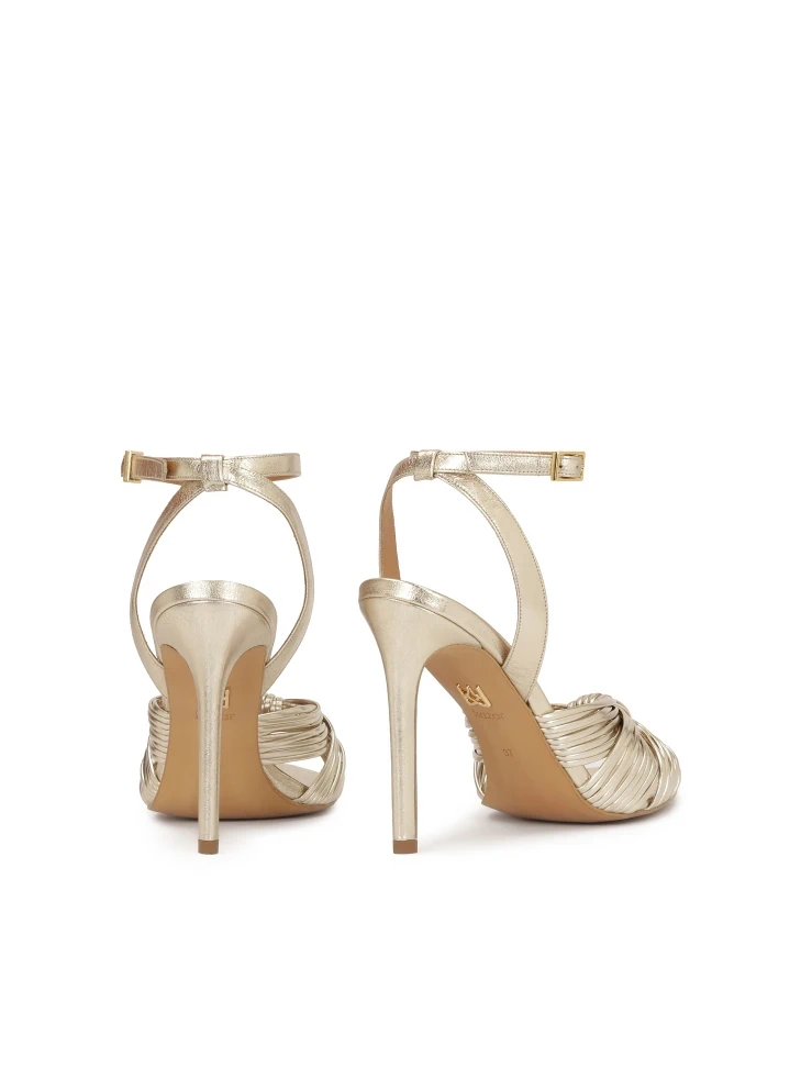Kazar Gold Leather Heeled Sandals