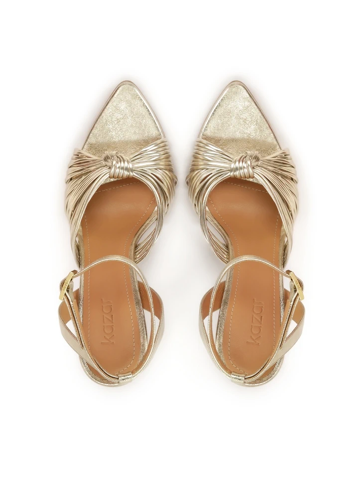 Kazar Gold Leather Heeled Sandals