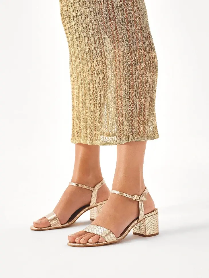 Kazar Gold Low-heeled Sandals