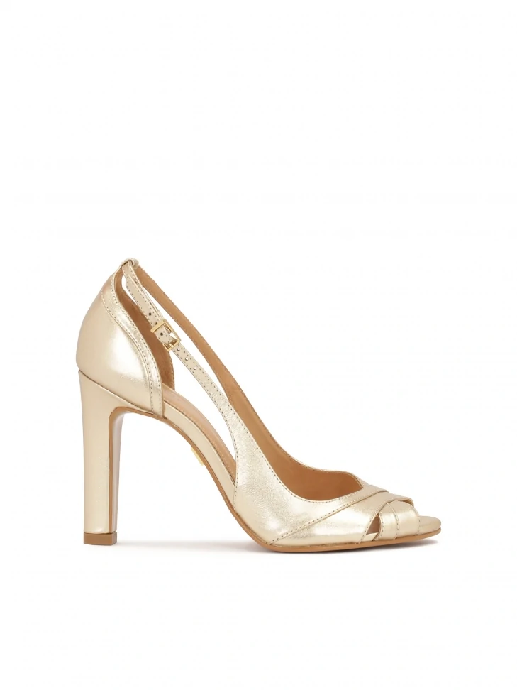 Kazar Gold Open-toe Pumps