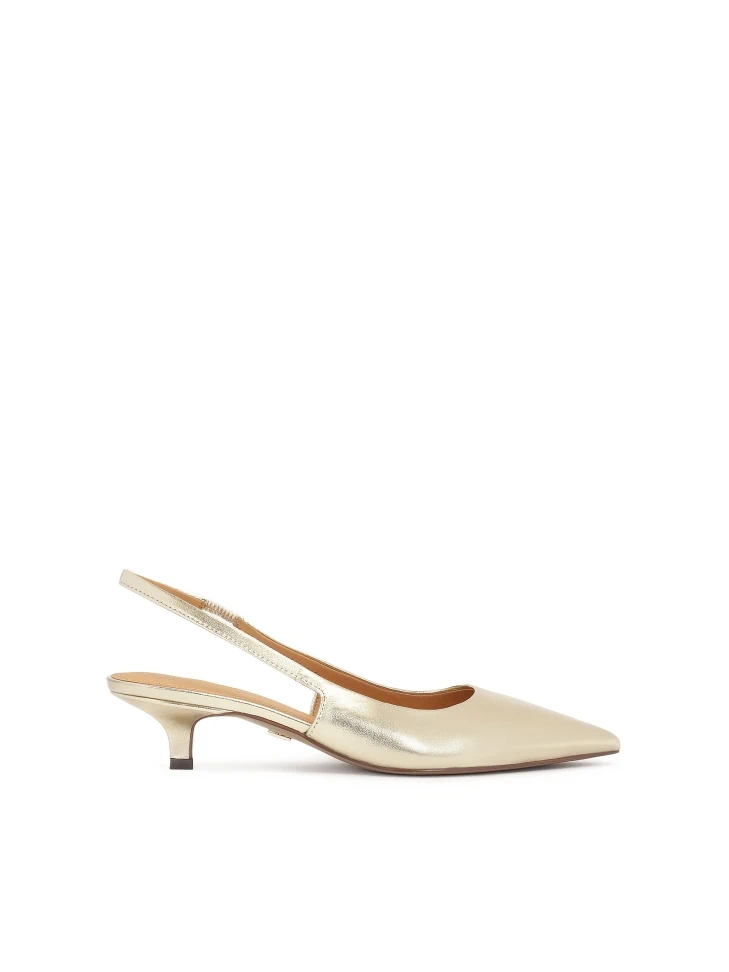 kazar Gold open-toe pumps with kitten heel