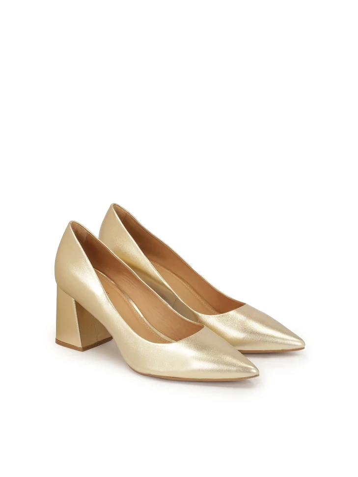 Kazar Gold Pumps With A Wide Heel