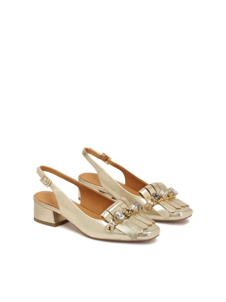 Kazar Gold Pumps With Open Heels