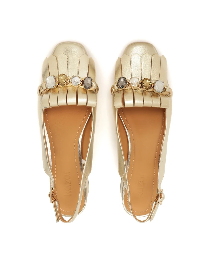 Kazar Gold Pumps With Open Heels