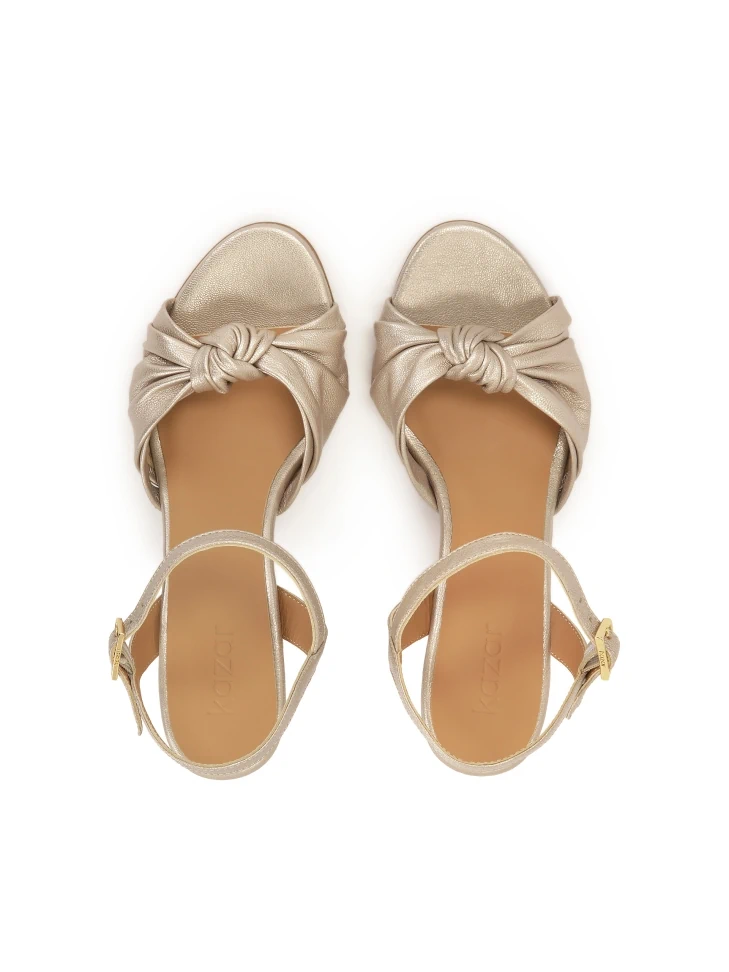 Kazar Gold Sandals With A Knot On The Upper