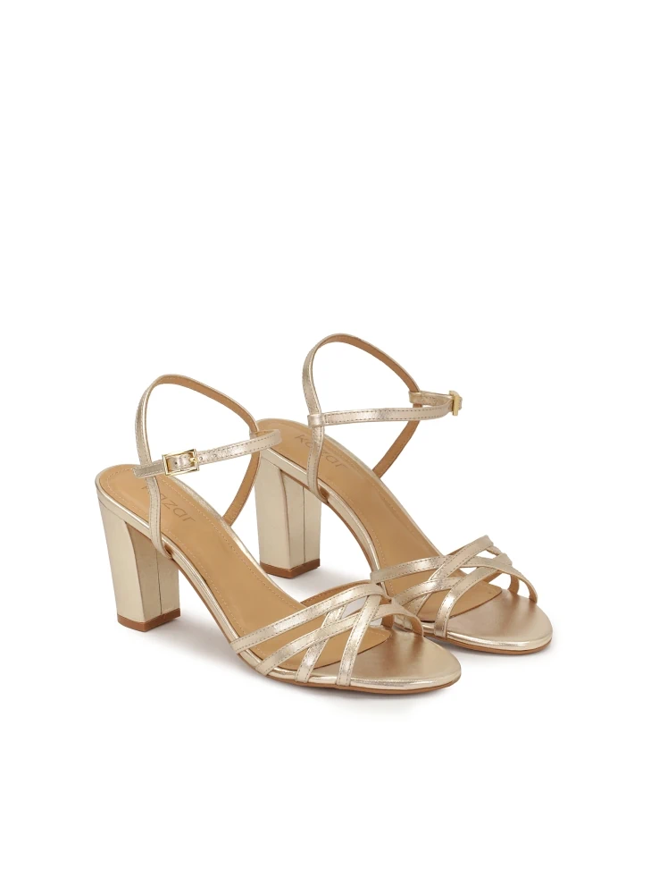 Kazar Gold Sandals With A Wide Heel