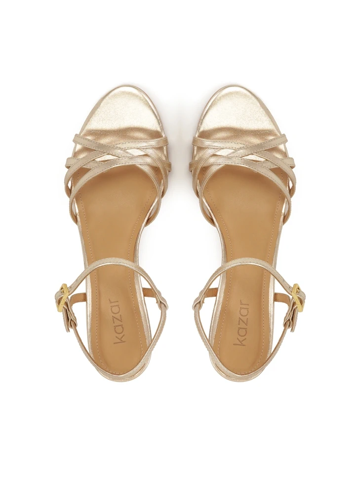 Kazar Gold Sandals With A Wide Heel