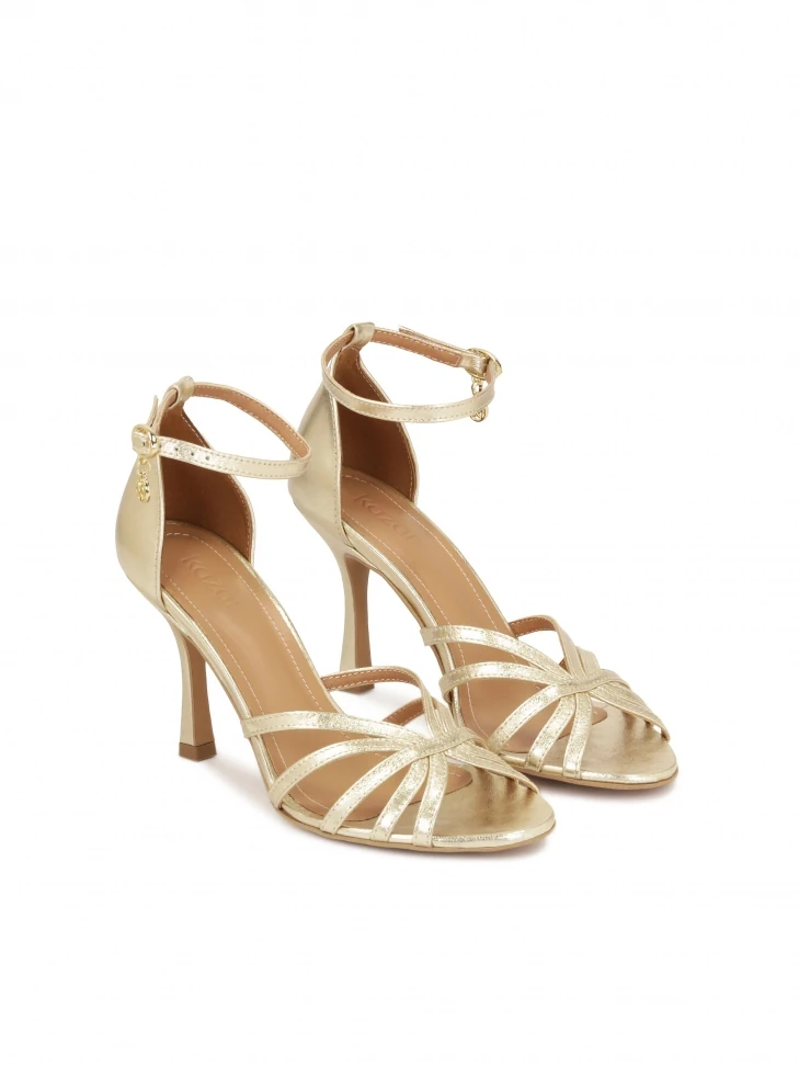 Kazar Gold Sandals With Built-in Heels