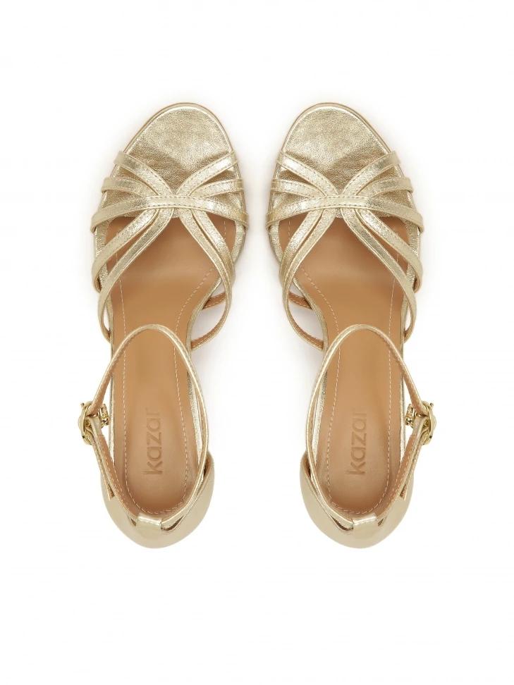 Kazar Gold Sandals With Built-in Heels