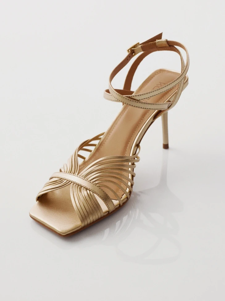 Kazar Gold Sandals With Fine Straps