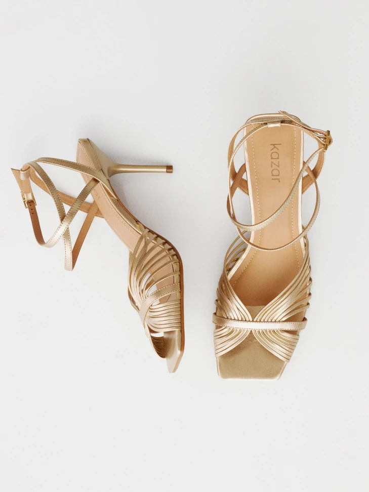 Kazar Gold Sandals With Fine Straps
