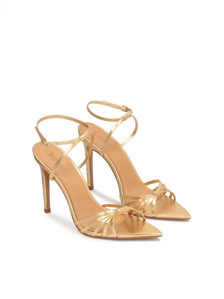 Kazar Gold Sandals With Pointed Nose