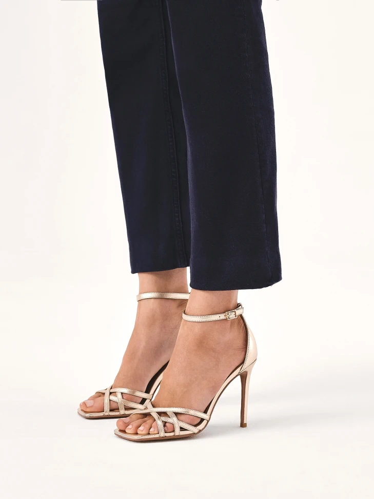 Kazar Gold Sandals With Straps And Square Nose