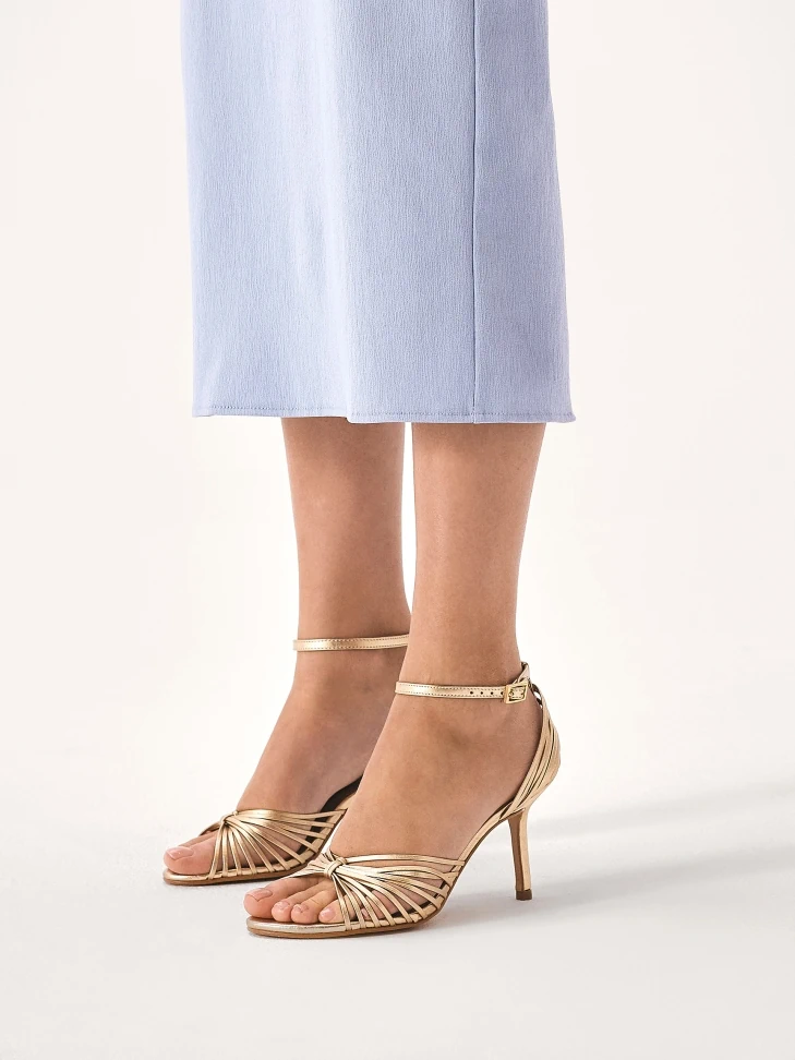 Kazar Gold Sandals With Thin Straps